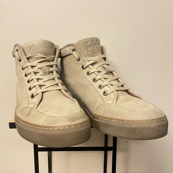 Belstaff "Forber" Light Tan High-Top Leather Sneakers – Size 9.5 GUC - Picture 4 of 16